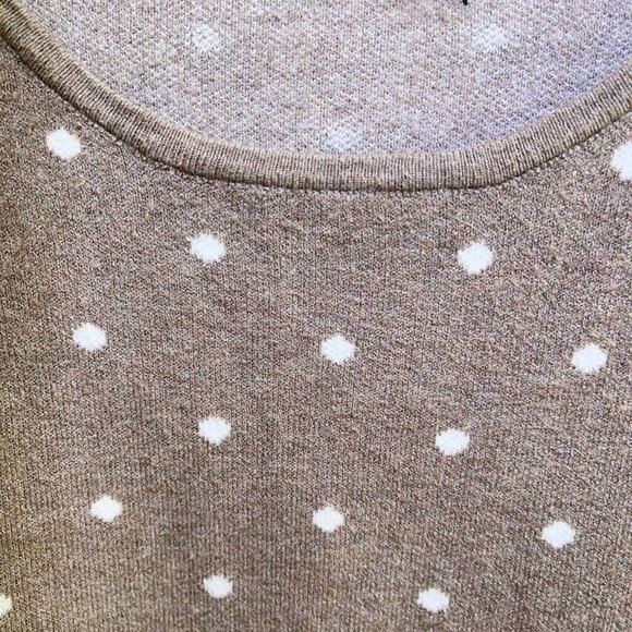 Womens Large Cynthia Rowley‎ Brown Taupe Cream Polka Dot Pullover Sweater - Picture 3 of 5
